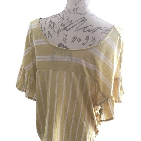 Lucky Brand Yellow and White Blouse Medium - Picture 4 of 10
